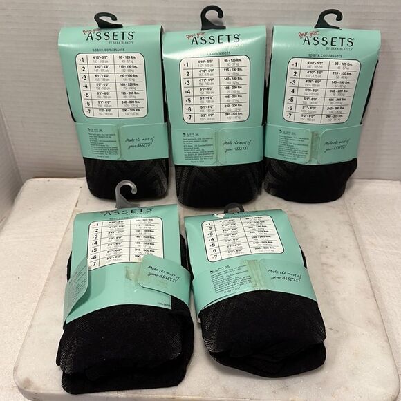 Spanx Assets sz 4 Black Textured Diamond NetTights Style 2404 NWT lot of 5 - Picture 2 of 13